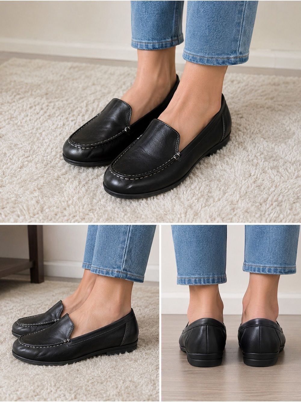 comfort plus by Predictions Black Leather Slip-On Loafers size 11 wide